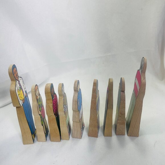 Vintage Inspired Wooden Children Figurines Set Wedgies Career Lot of 9 - Picture 9 of 10